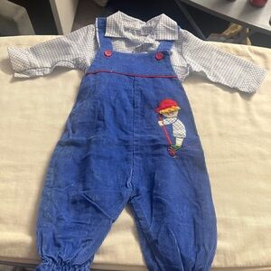 Charming Blue Kids Overalls with Embroidered Character